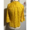 Vintage Diane Von Furstenberg Silk V-Neck Casual Yellow Blouse Ruffle Detail XS